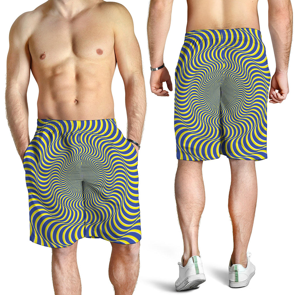 Blue And Yellow Illusory Motion Print Men's Shorts