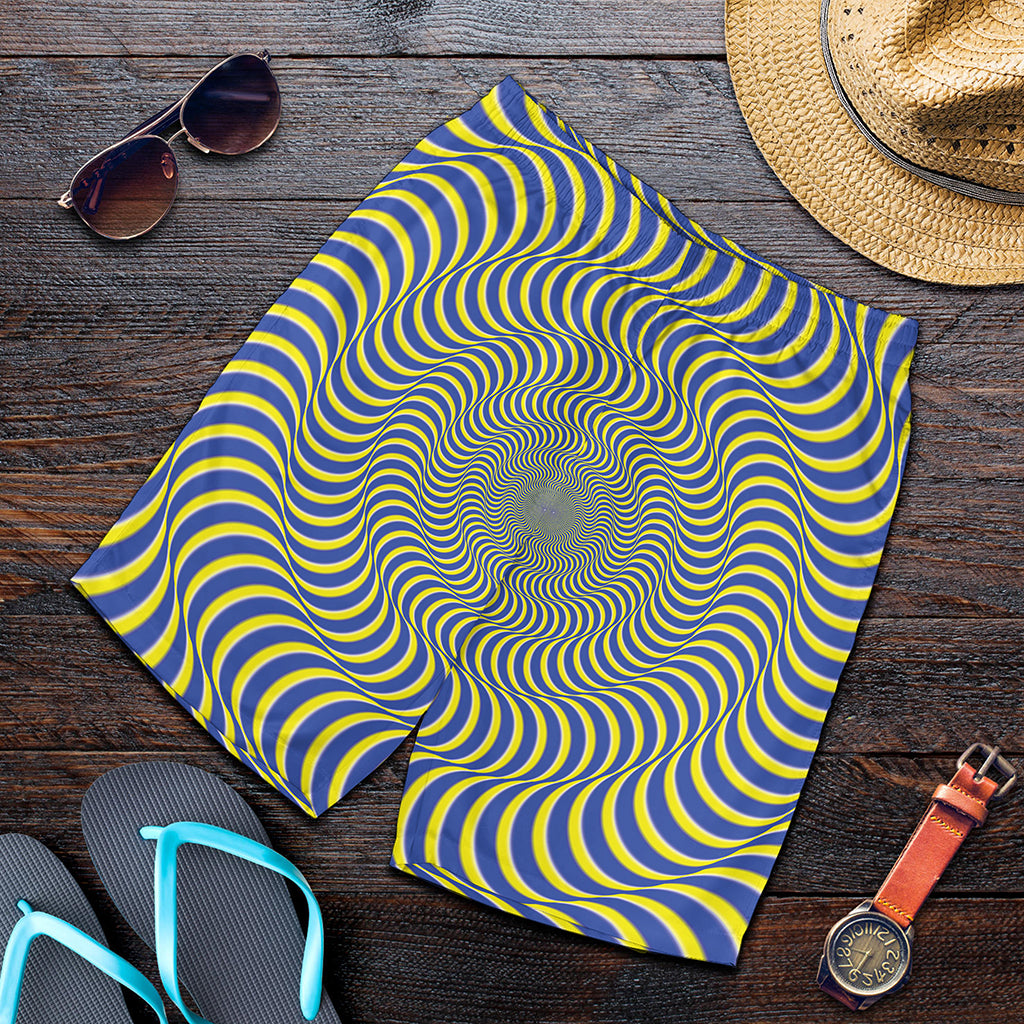 Blue And Yellow Illusory Motion Print Men's Shorts