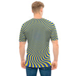 Blue And Yellow Illusory Motion Print Men's T-Shirt
