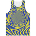 Blue And Yellow Illusory Motion Print Men's Tank Top