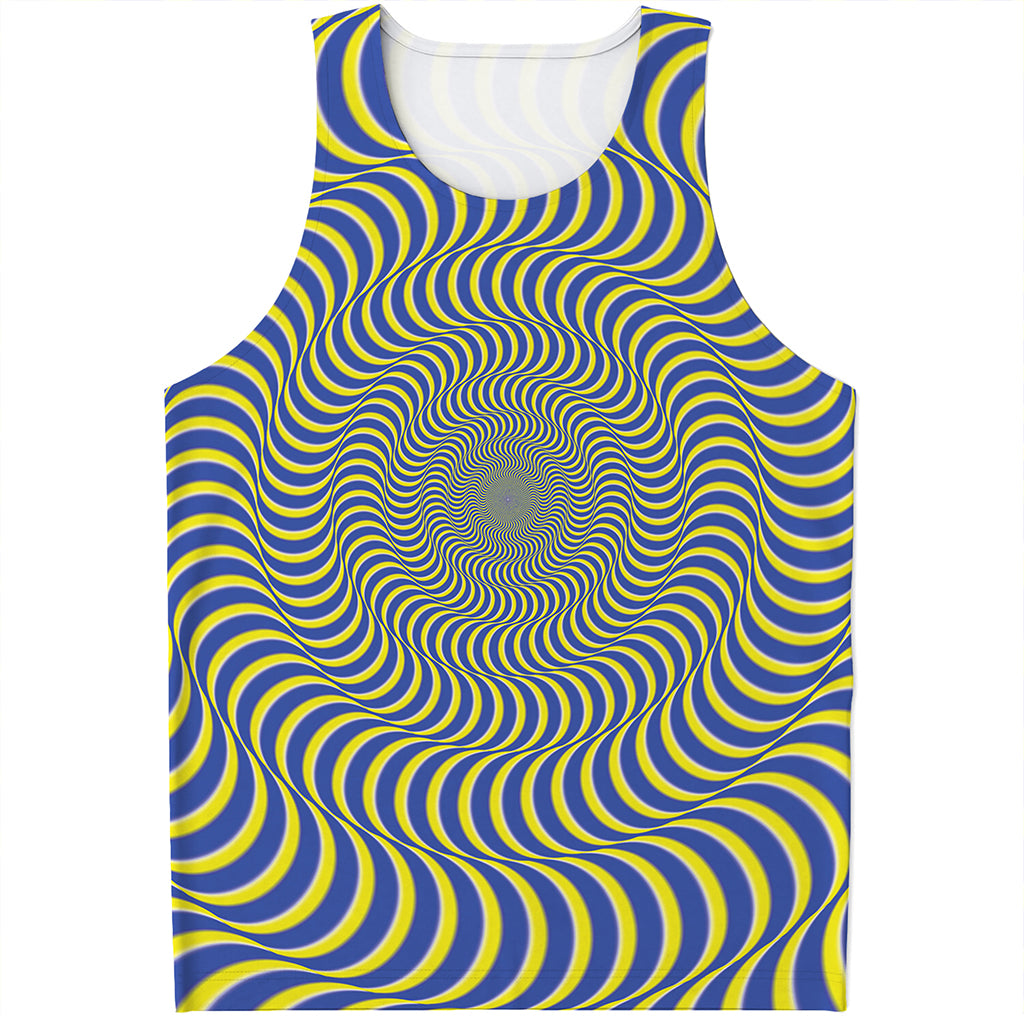 Blue And Yellow Illusory Motion Print Men's Tank Top