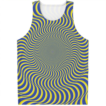 Blue And Yellow Illusory Motion Print Men's Tank Top