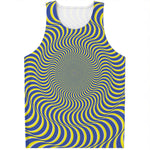 Blue And Yellow Illusory Motion Print Men's Tank Top