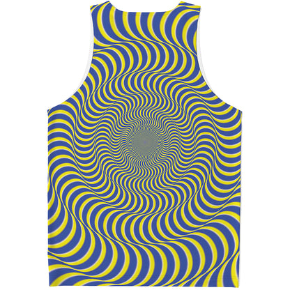 Blue And Yellow Illusory Motion Print Men's Tank Top