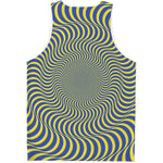 Blue And Yellow Illusory Motion Print Men's Tank Top