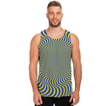 Blue And Yellow Illusory Motion Print Men's Tank Top