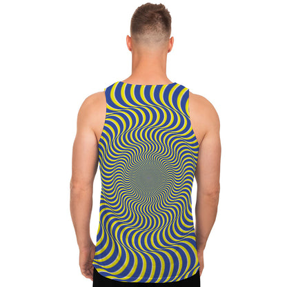 Blue And Yellow Illusory Motion Print Men's Tank Top