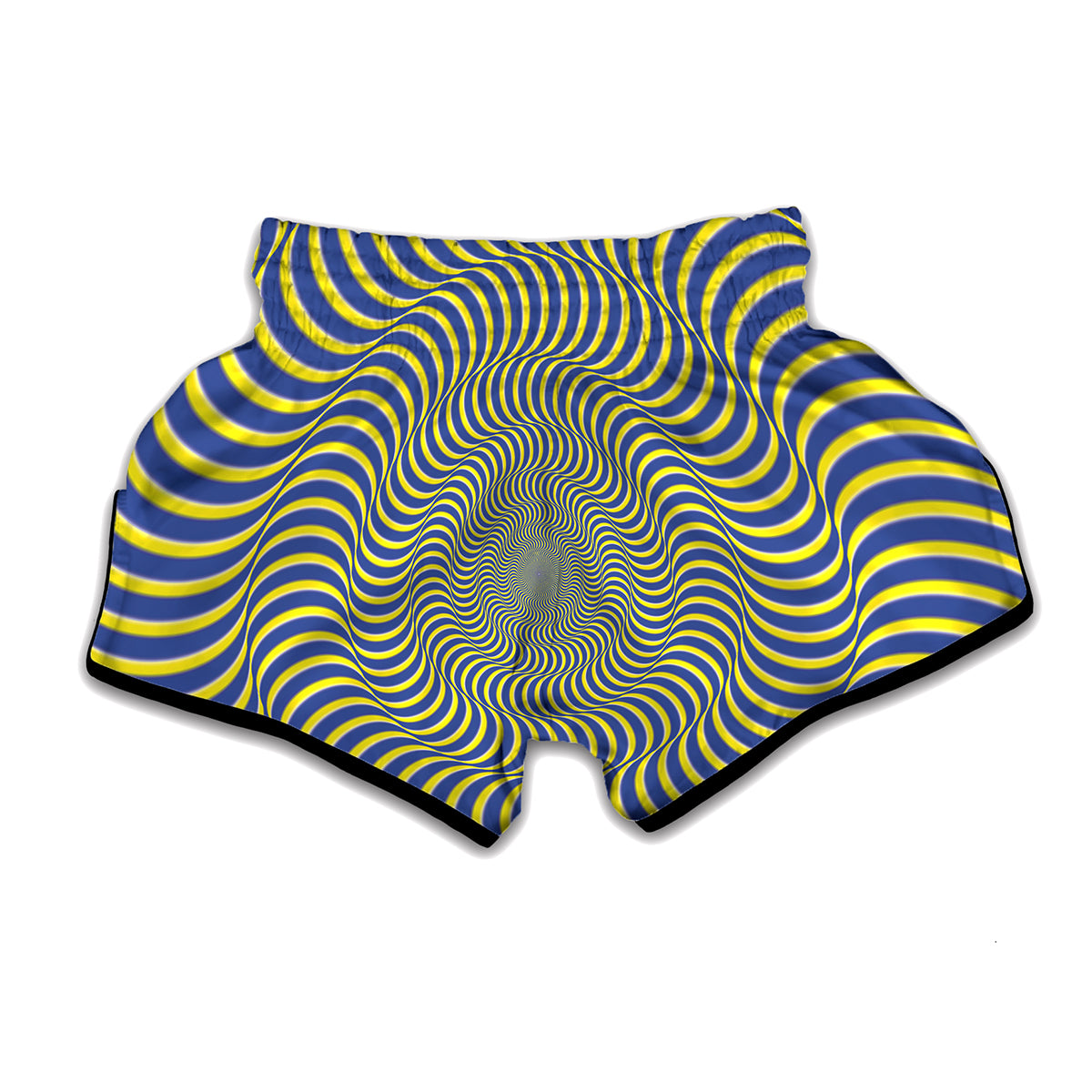 Blue And Yellow Illusory Motion Print Muay Thai Boxing Shorts