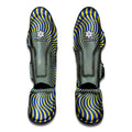 Blue And Yellow Illusory Motion Print Muay Thai Shin Guards