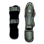 Blue And Yellow Illusory Motion Print Muay Thai Shin Guard