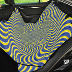 Blue And Yellow Illusory Motion Print Pet Car Back Seat Cover