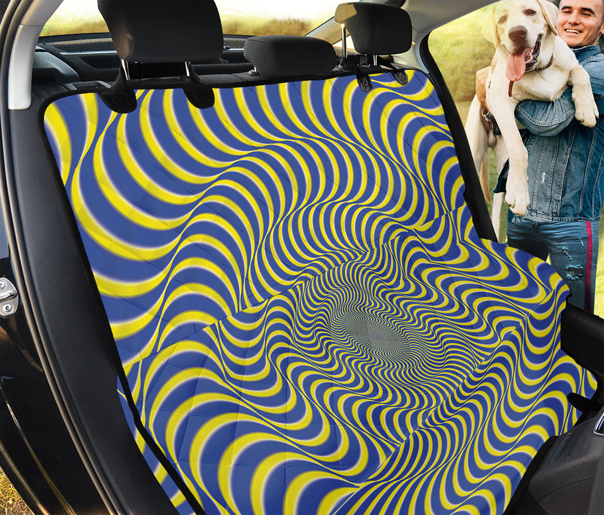 Blue And Yellow Illusory Motion Print Pet Car Back Seat Cover