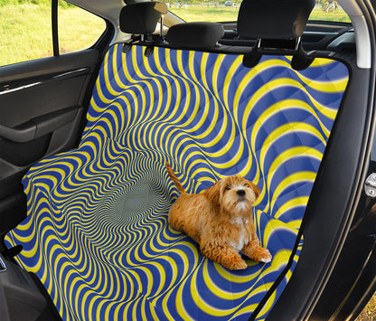 Blue And Yellow Illusory Motion Print Pet Car Back Seat Cover