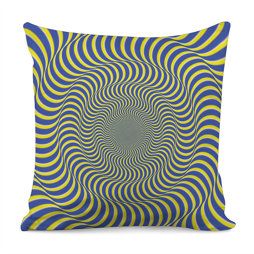 Blue And Yellow Illusory Motion Print Pillow Cover