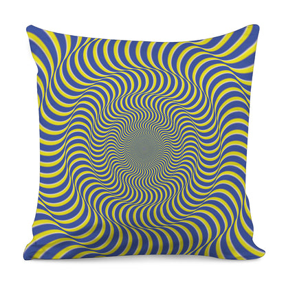 Blue And Yellow Illusory Motion Print Pillow Cover