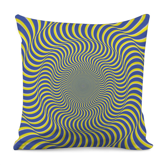 Blue And Yellow Illusory Motion Print Pillow Cover
