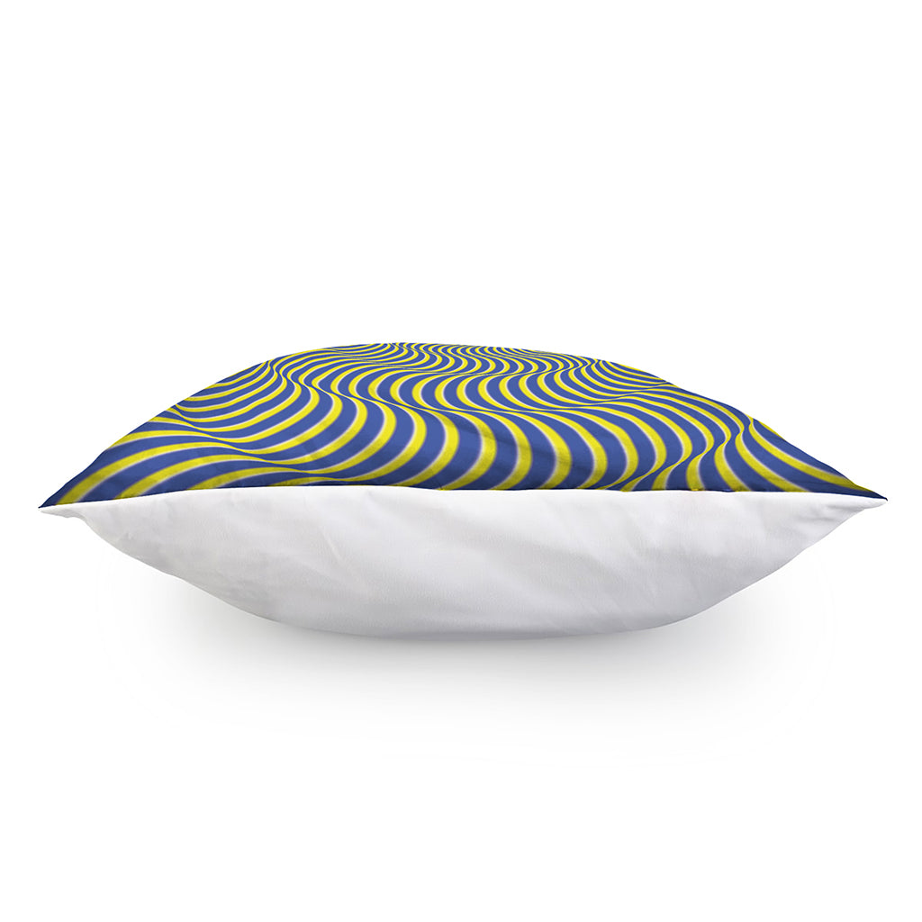 Blue And Yellow Illusory Motion Print Pillow Cover
