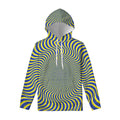 Blue And Yellow Illusory Motion Print Pullover Hoodie