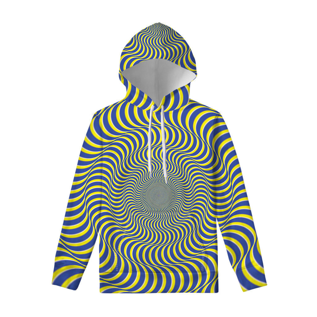 Blue And Yellow Illusory Motion Print Pullover Hoodie