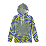 Blue And Yellow Illusory Motion Print Pullover Hoodie