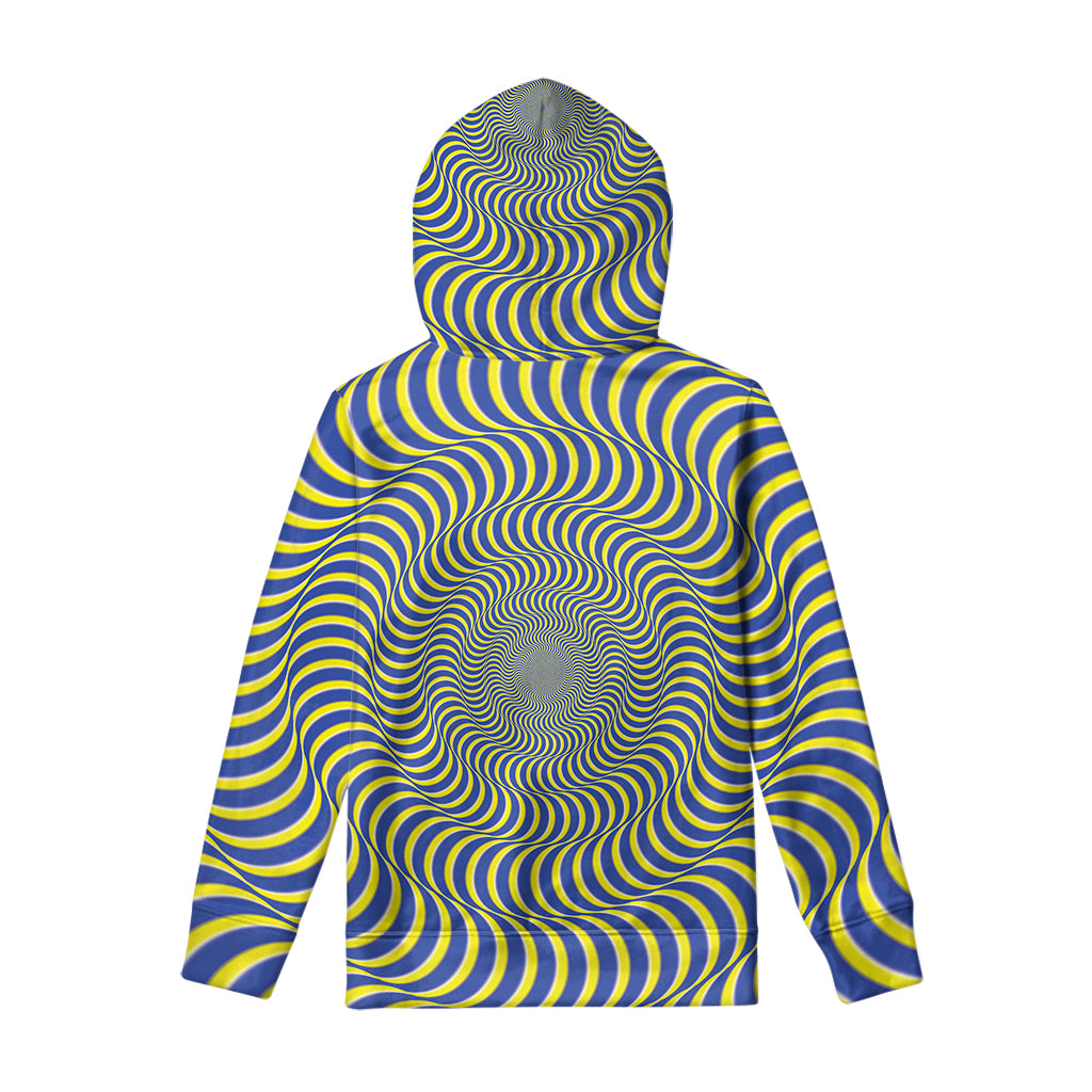 Blue And Yellow Illusory Motion Print Pullover Hoodie