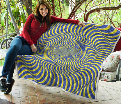 Blue And Yellow Illusory Motion Print Quilt