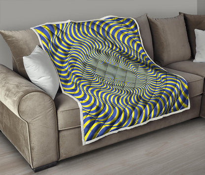 Blue And Yellow Illusory Motion Print Quilt
