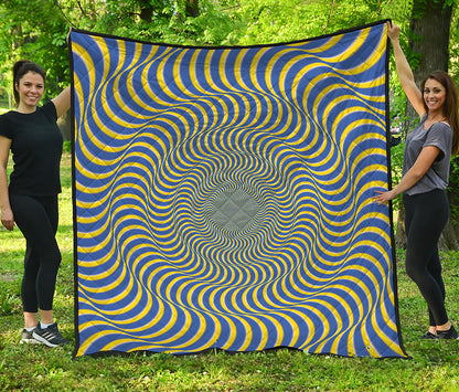 Blue And Yellow Illusory Motion Print Quilt