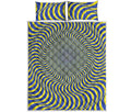 Blue And Yellow Illusory Motion Print Quilt Bed Set