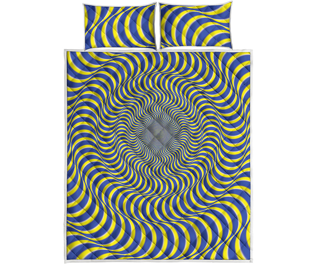 Blue And Yellow Illusory Motion Print Quilt Bed Set