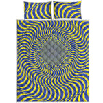 Blue And Yellow Illusory Motion Print Quilt Bed Set