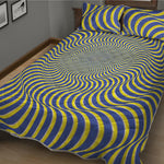 Blue And Yellow Illusory Motion Print Quilt Bed Set