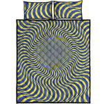 Blue And Yellow Illusory Motion Print Quilt Bed Set