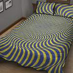 Blue And Yellow Illusory Motion Print Quilt Bed Set