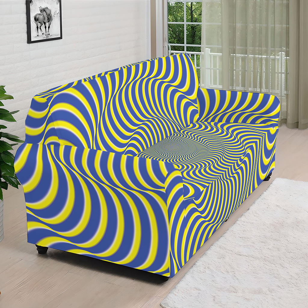 Blue And Yellow Illusory Motion Print Sofa Cover
