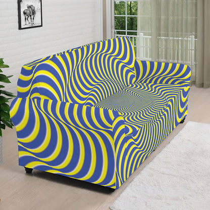 Blue And Yellow Illusory Motion Print Sofa Cover