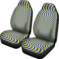 Blue And Yellow Illusory Motion Print Universal Fit Car Seat Covers