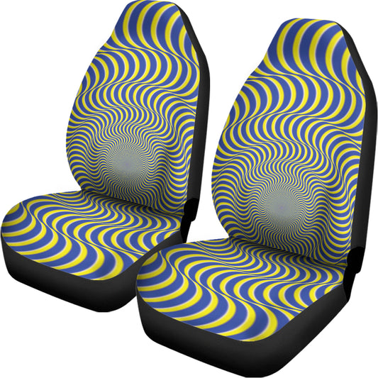 Blue And Yellow Illusory Motion Print Universal Fit Car Seat Covers
