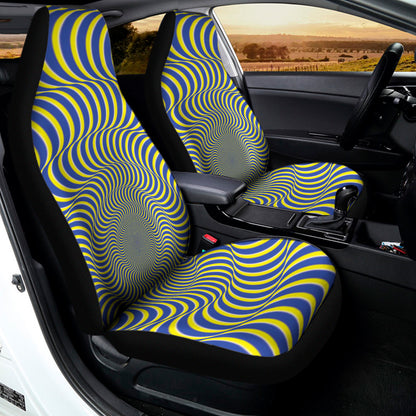 Blue And Yellow Illusory Motion Print Universal Fit Car Seat Covers