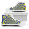 Blue And Yellow Illusory Motion Print White High Top Sneakers
