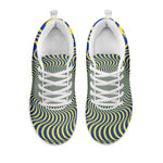 Blue And Yellow Illusory Motion Print White Sneakers