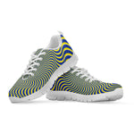 Blue And Yellow Illusory Motion Print White Sneakers