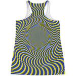 Blue And Yellow Illusory Motion Print Women's Racerback Tank Top