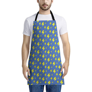 Blue And Yellow Lightning Pattern Print Apron