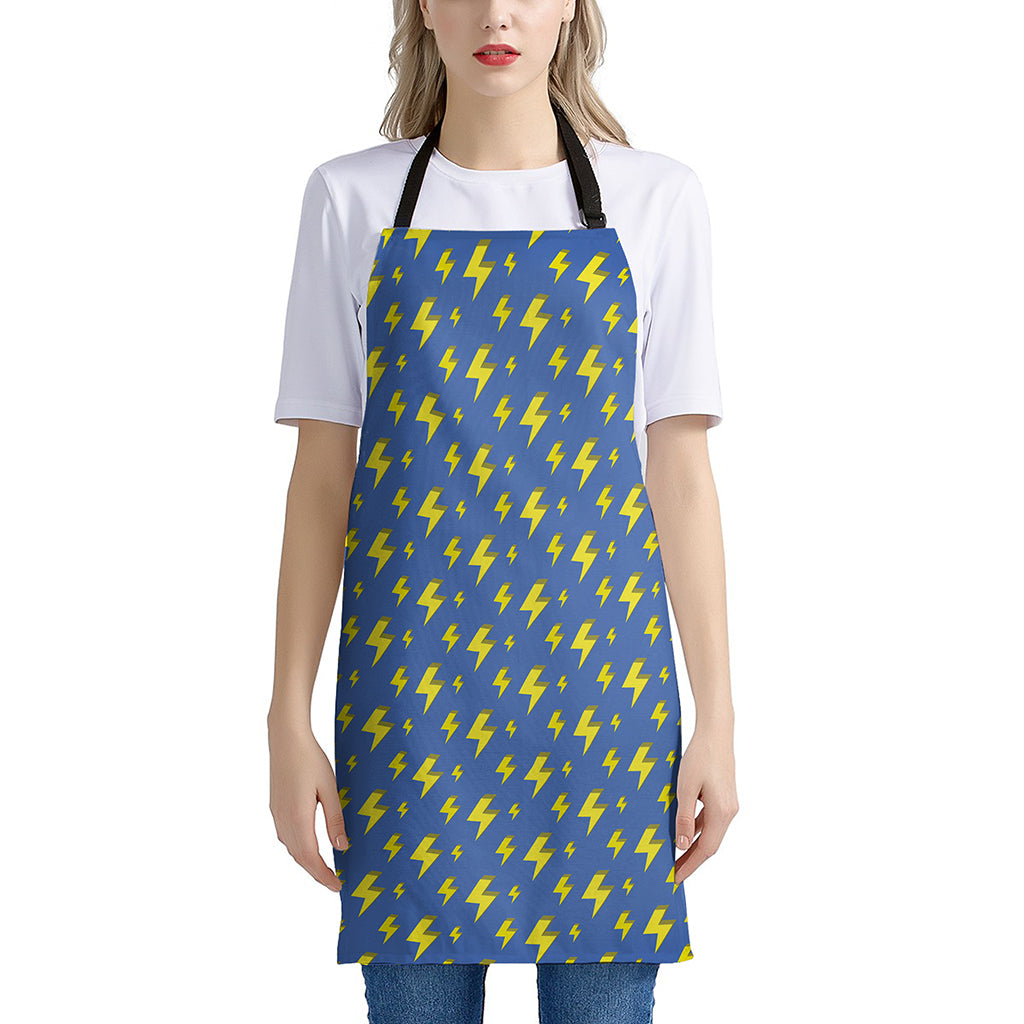 Blue And Yellow Lightning Pattern Print Apron