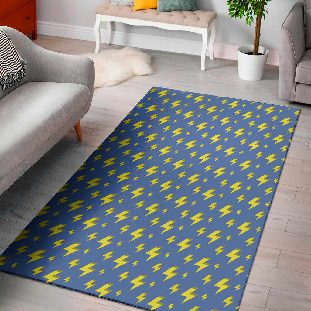 Blue And Yellow Lightning Pattern Print Area Rug