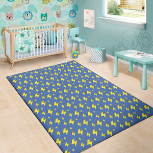 Blue And Yellow Lightning Pattern Print Area Rug