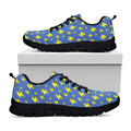 Blue And Yellow Lightning Pattern Print Black Running Shoes