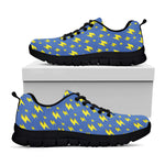Blue And Yellow Lightning Pattern Print Black Sneakers