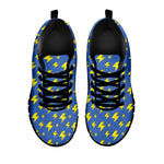 Blue And Yellow Lightning Pattern Print Black Sneakers